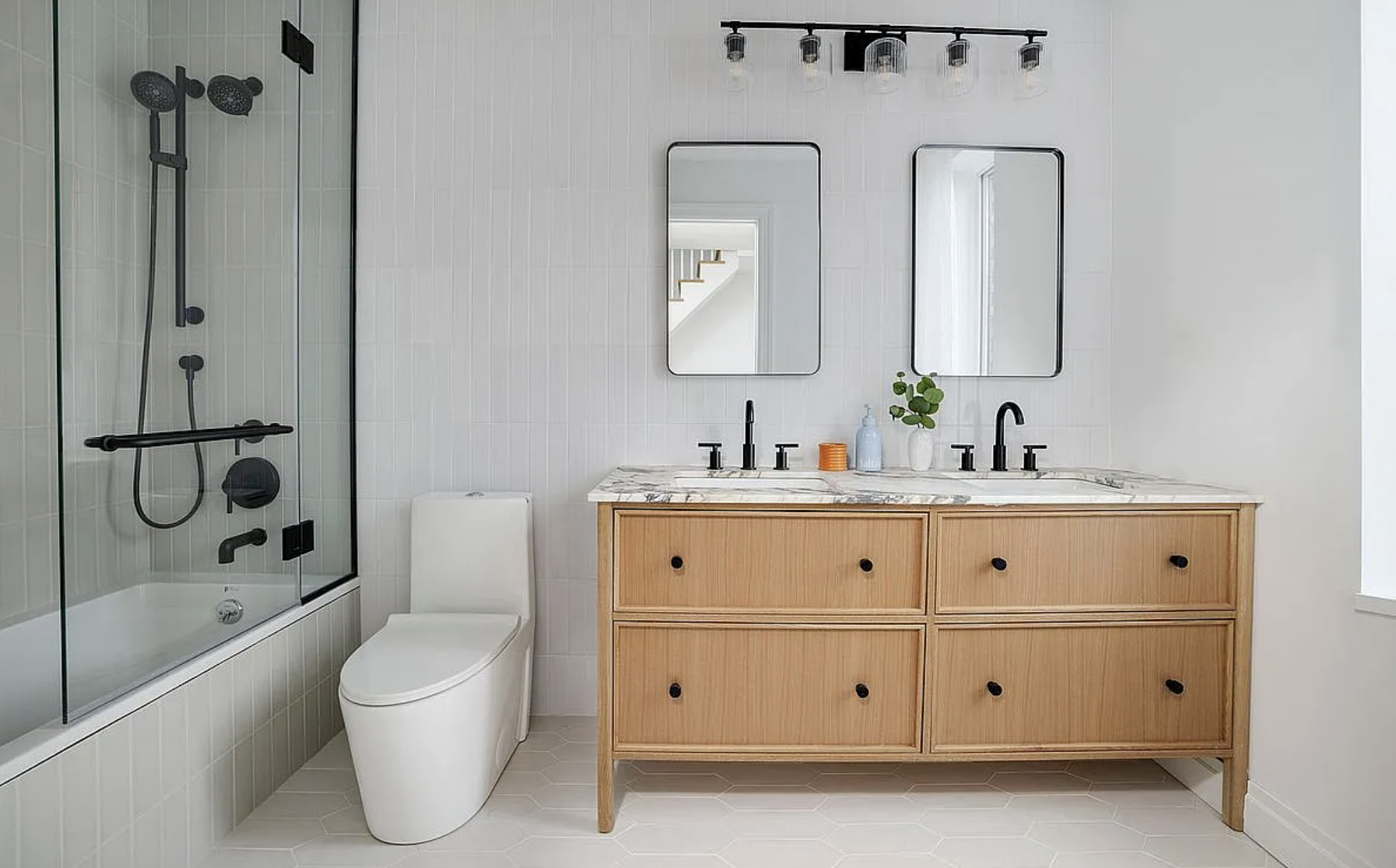 West Village double vanity bathroom renovation in Manhattan NYC